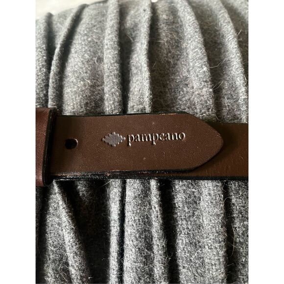 Pampeano Brown Leather Forrest Green Tribal Embroidered Belt sz 115 or 45” NWT
